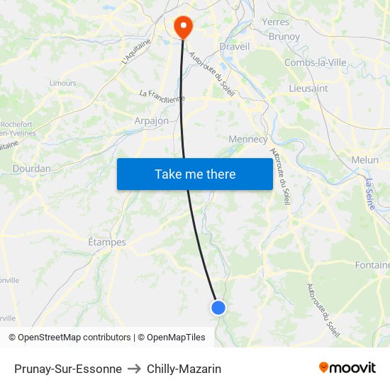 Prunay-Sur-Essonne to Chilly-Mazarin map