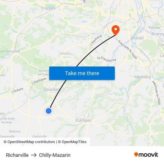 Richarville to Chilly-Mazarin map