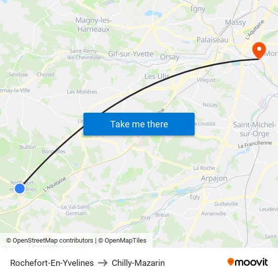 Rochefort-En-Yvelines to Chilly-Mazarin map