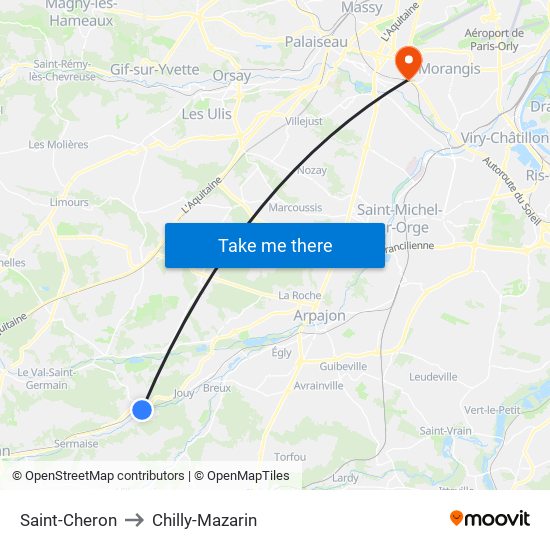 Saint-Cheron to Chilly-Mazarin map