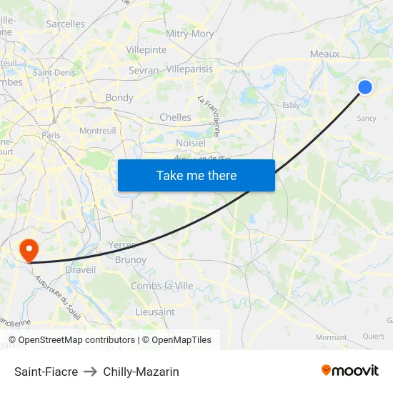 Saint-Fiacre to Chilly-Mazarin map