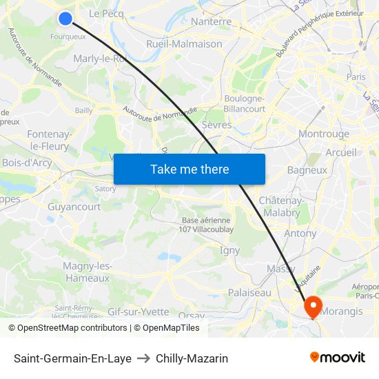 Saint-Germain-En-Laye to Chilly-Mazarin map