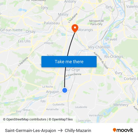 Saint-Germain-Les-Arpajon to Chilly-Mazarin map