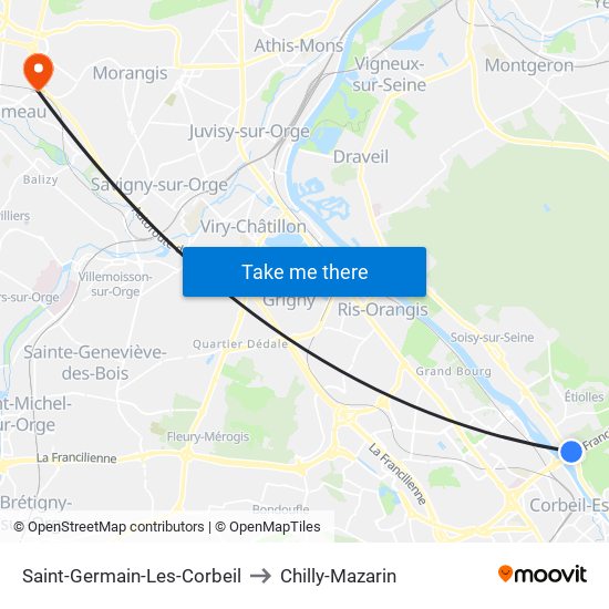 Saint-Germain-Les-Corbeil to Chilly-Mazarin map