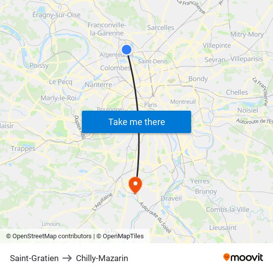 Saint-Gratien to Chilly-Mazarin map
