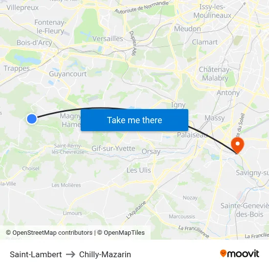 Saint-Lambert to Chilly-Mazarin map