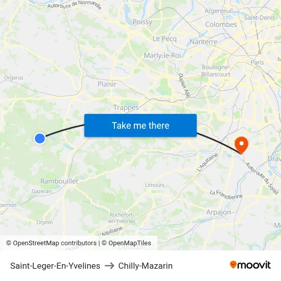 Saint-Leger-En-Yvelines to Chilly-Mazarin map
