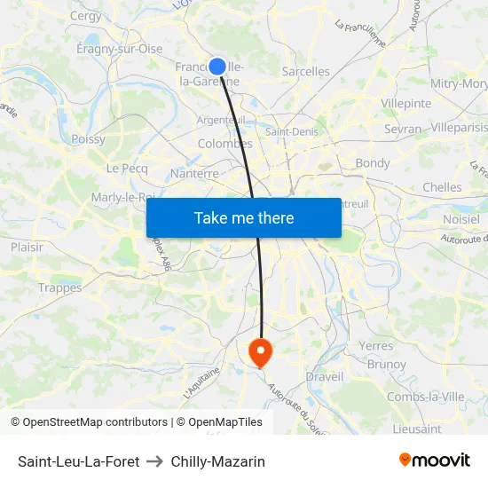 Saint-Leu-La-Foret to Chilly-Mazarin map