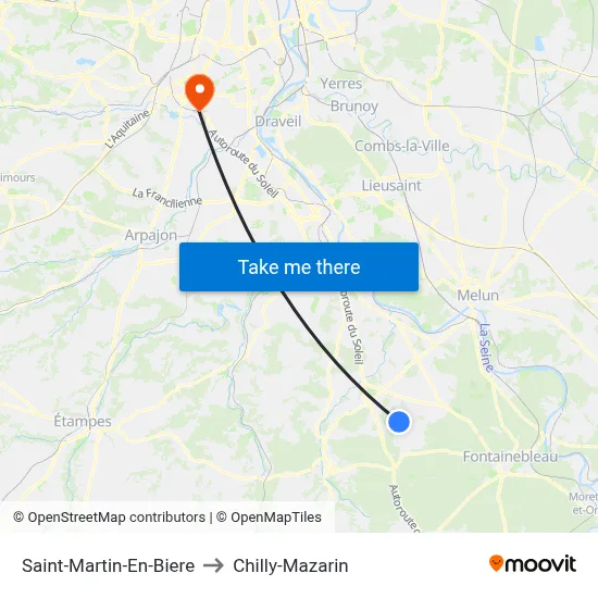 Saint-Martin-En-Biere to Chilly-Mazarin map