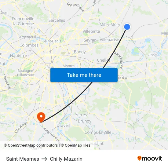 Saint-Mesmes to Chilly-Mazarin map