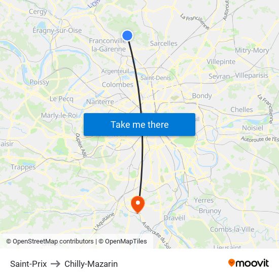 Saint-Prix to Chilly-Mazarin map