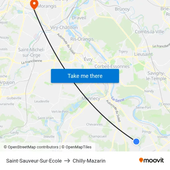 Saint-Sauveur-Sur-Ecole to Chilly-Mazarin map