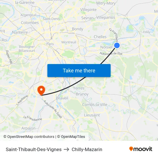 Saint-Thibault-Des-Vignes to Chilly-Mazarin map