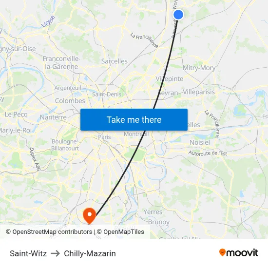 Saint-Witz to Chilly-Mazarin map