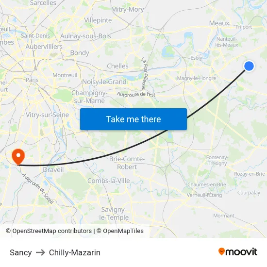 Sancy to Chilly-Mazarin map