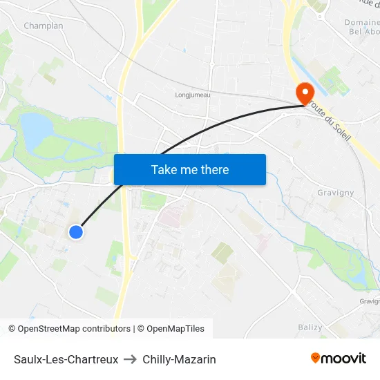 Saulx-Les-Chartreux to Chilly-Mazarin map