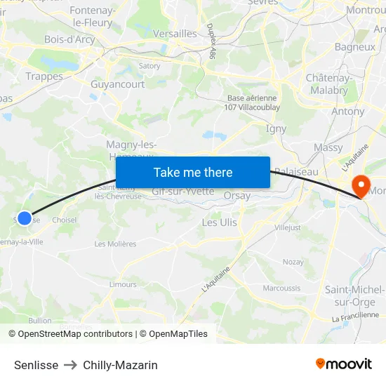 Senlisse to Chilly-Mazarin map