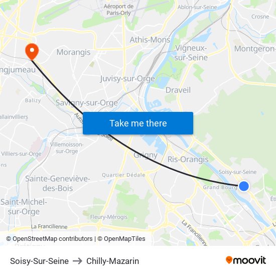 Soisy-Sur-Seine to Chilly-Mazarin map