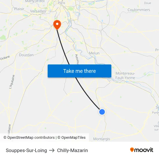 Souppes-Sur-Loing to Chilly-Mazarin map