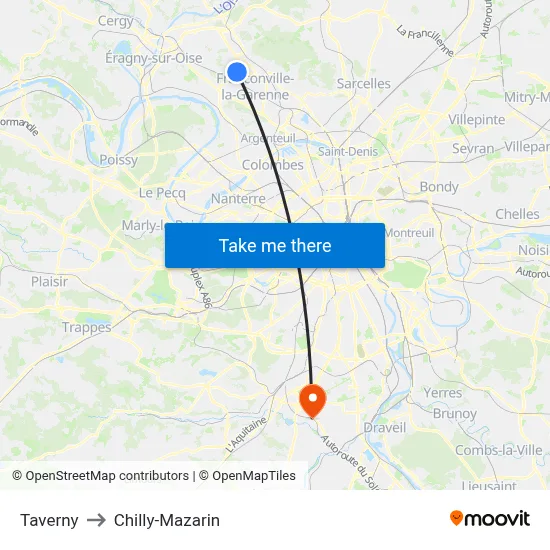 Taverny to Chilly-Mazarin map