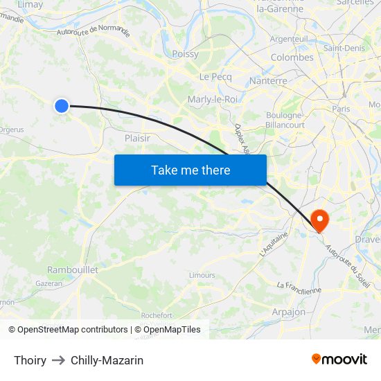 Thoiry to Chilly-Mazarin map