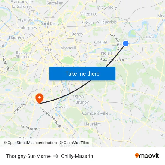 Thorigny-Sur-Marne to Chilly-Mazarin map