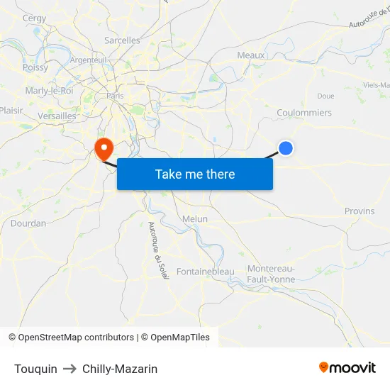 Touquin to Chilly-Mazarin map