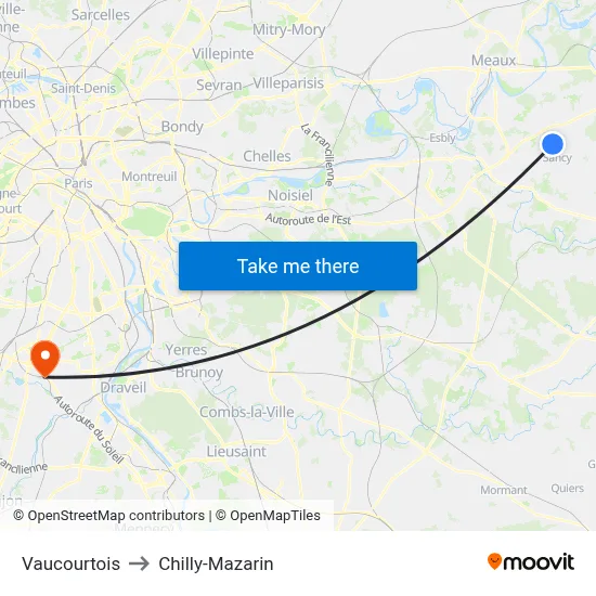 Vaucourtois to Chilly-Mazarin map