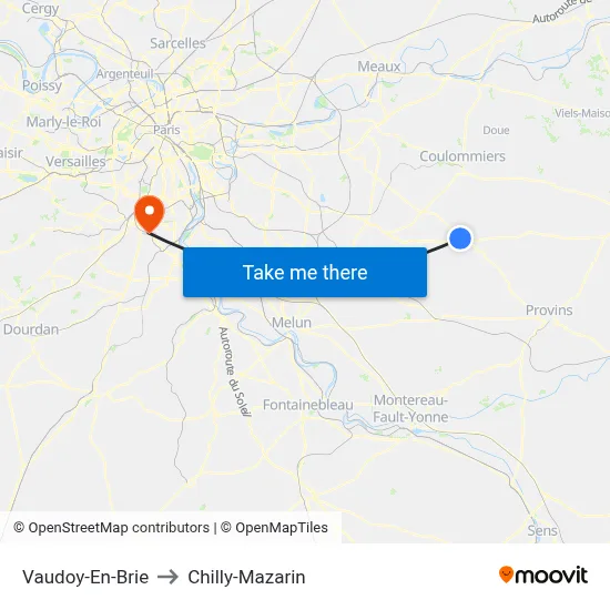 Vaudoy-En-Brie to Chilly-Mazarin map