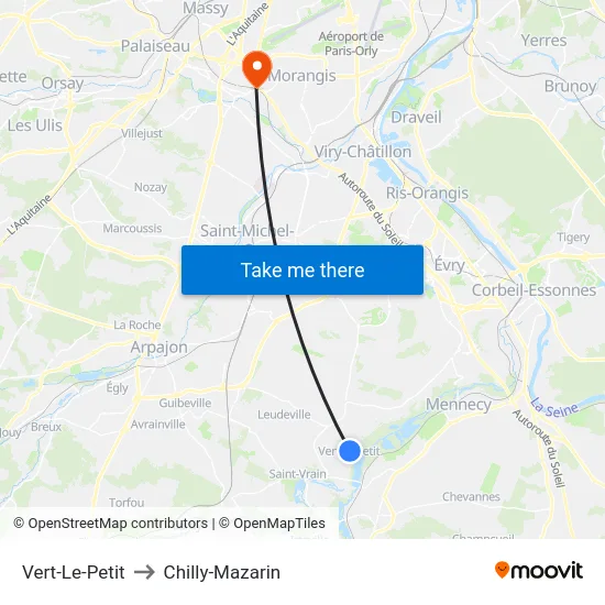 Vert-Le-Petit to Chilly-Mazarin map