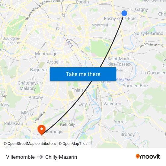 Villemomble to Chilly-Mazarin map