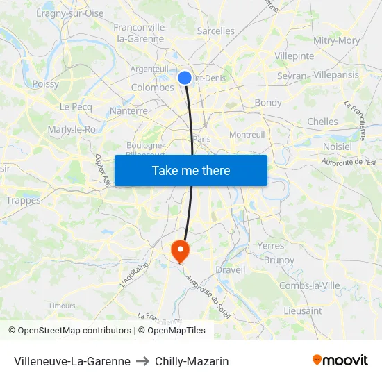 Villeneuve-La-Garenne to Chilly-Mazarin map