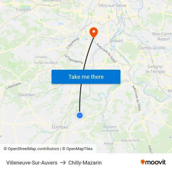 Villeneuve-Sur-Auvers to Chilly-Mazarin map