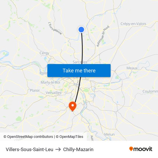 Villers-Sous-Saint-Leu to Chilly-Mazarin map