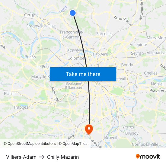 Villiers-Adam to Chilly-Mazarin map