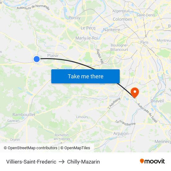Villiers-Saint-Frederic to Chilly-Mazarin map