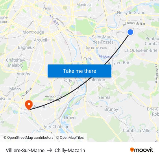 Villiers-Sur-Marne to Chilly-Mazarin map