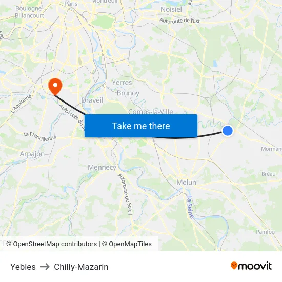 Yebles to Chilly-Mazarin map