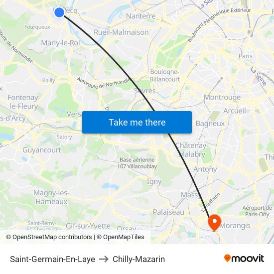 Saint-Germain-En-Laye to Chilly-Mazarin map