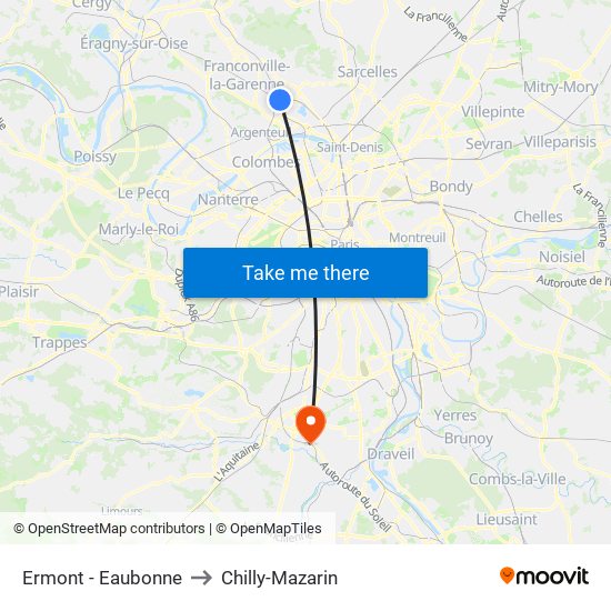 Ermont - Eaubonne to Chilly-Mazarin map