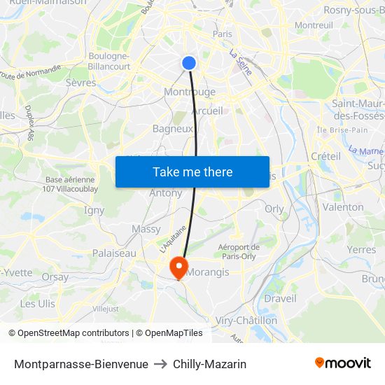 Montparnasse-Bienvenue to Chilly-Mazarin map