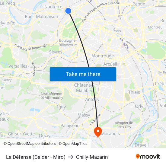 La Défense (Calder - Miro) to Chilly-Mazarin map