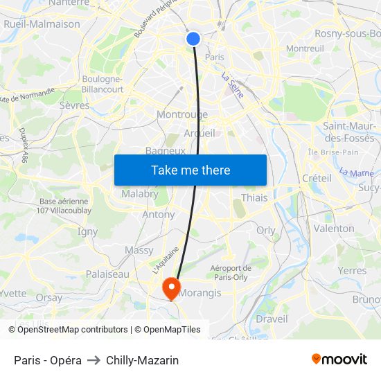 Paris - Opéra to Chilly-Mazarin map