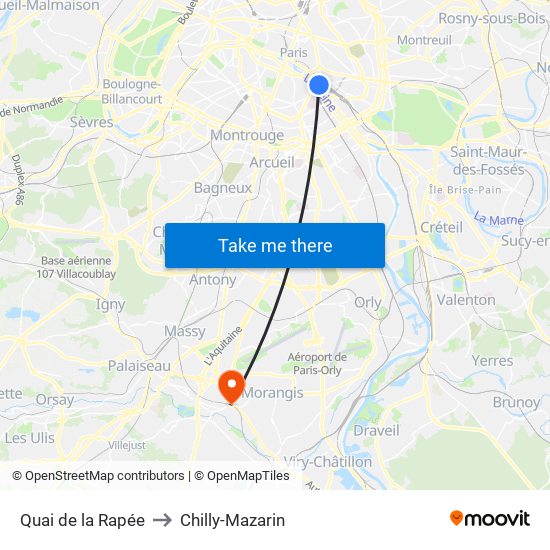 Quai de la Rapée to Chilly-Mazarin map