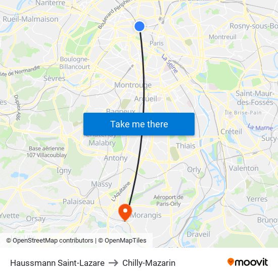 Haussmann Saint-Lazare to Chilly-Mazarin map