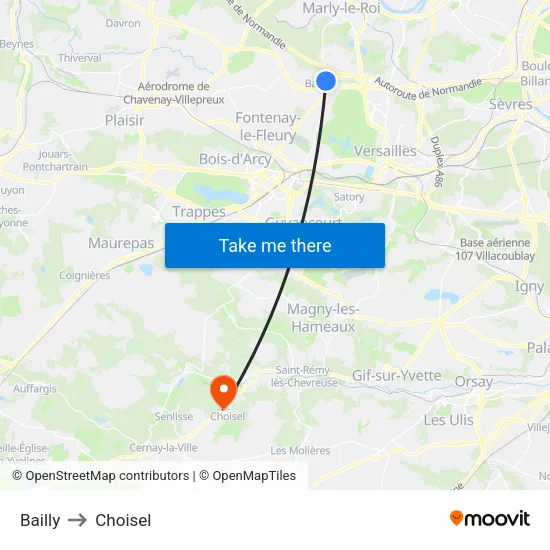 Bailly to Choisel map