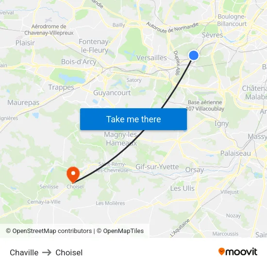 Chaville to Choisel map