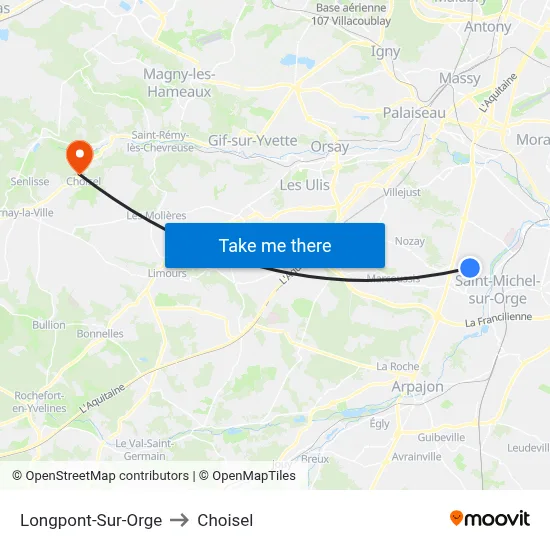 Longpont-Sur-Orge to Choisel map