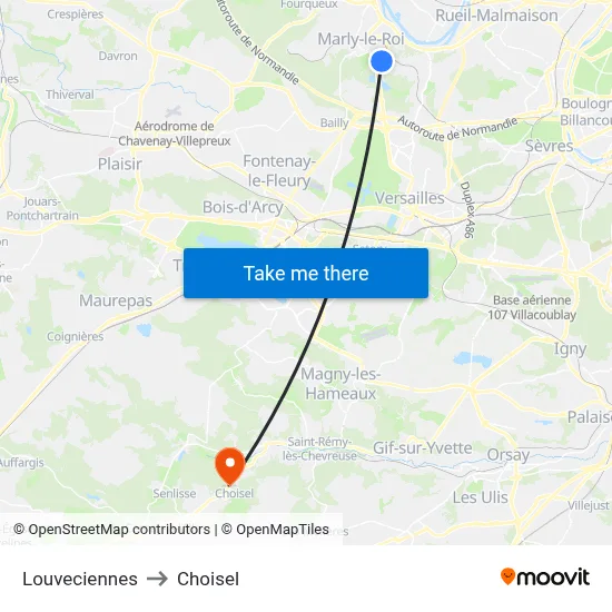Louveciennes to Choisel map