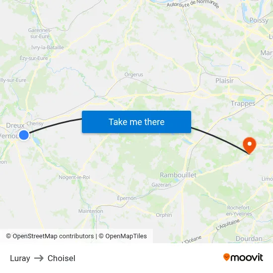Luray to Choisel map